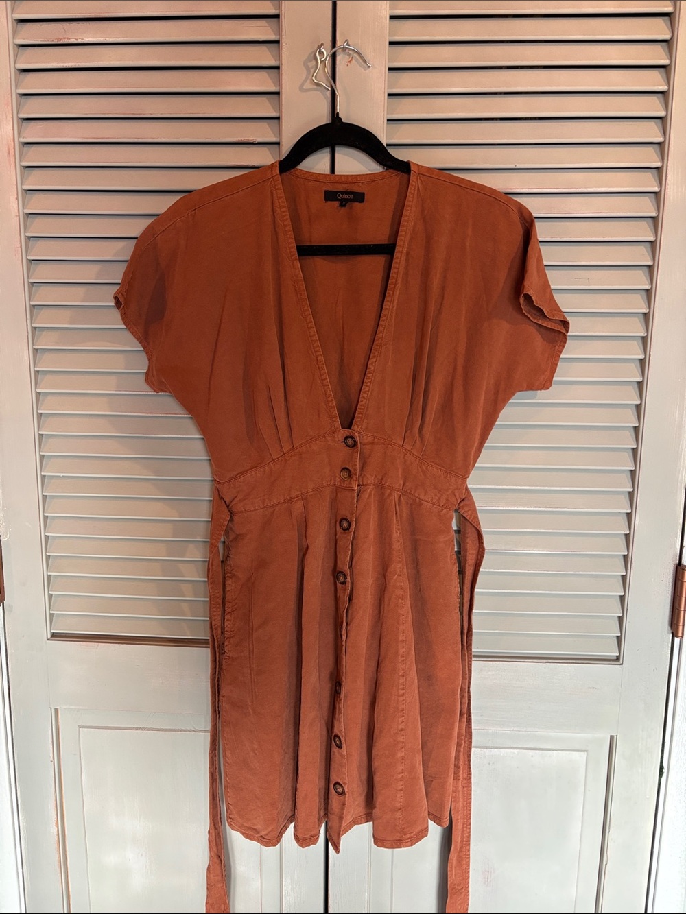 Quince vintage wash button front dress